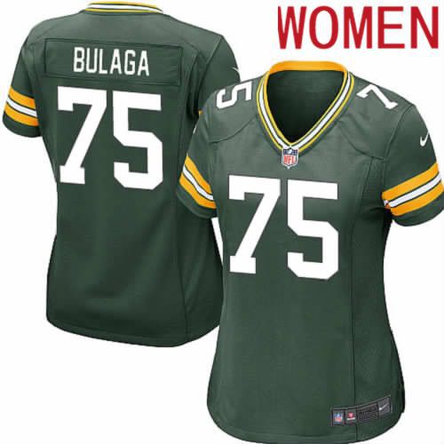 Women Green Bay Packers #75 Bryan Bulaga Green Nike Game NFL Jersey->women nfl jersey->Women Jersey
